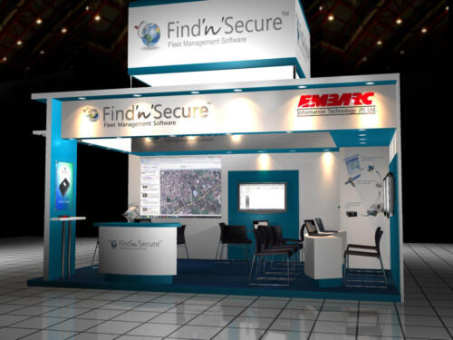 بوث خشب مع لوحة مضيئة