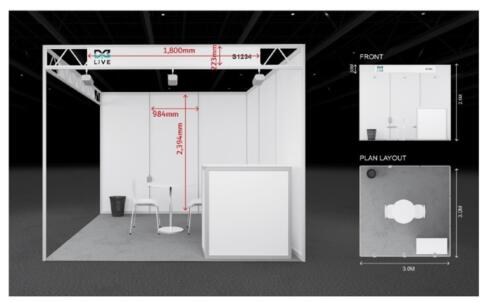 بوث أكتانورم عادي مع طباعة الشعار وللوحة والبنرات الداخلية
